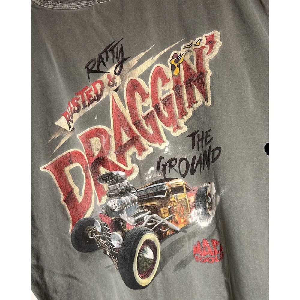 Mac Tools Grunge Distressed Drag Racing Mechanic Car Green T Shirt Men's Large